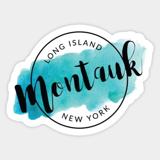 Montauk, Long Island, Watercolor Badge Sticker